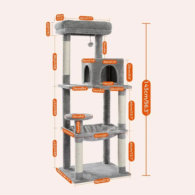Cat Climbing Frame Cat Nest Integrated Non covering Plus sized Cat Hammock Four Seasons Universal Stable And Durable Light Gray - Shop at LoveMi