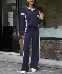 Casual Thin Korean Style Loose Student Fashion Sportswear Comfortable Two-piece Suit - Blue - View 1
