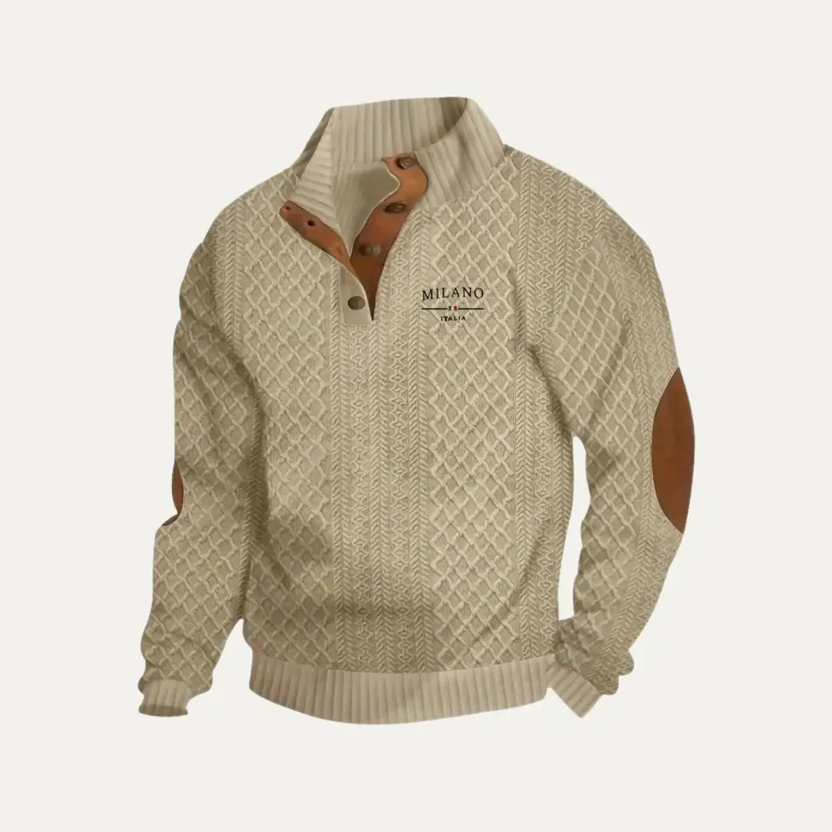 Mens Jacquard-Knit Sweater For Fall And Winter