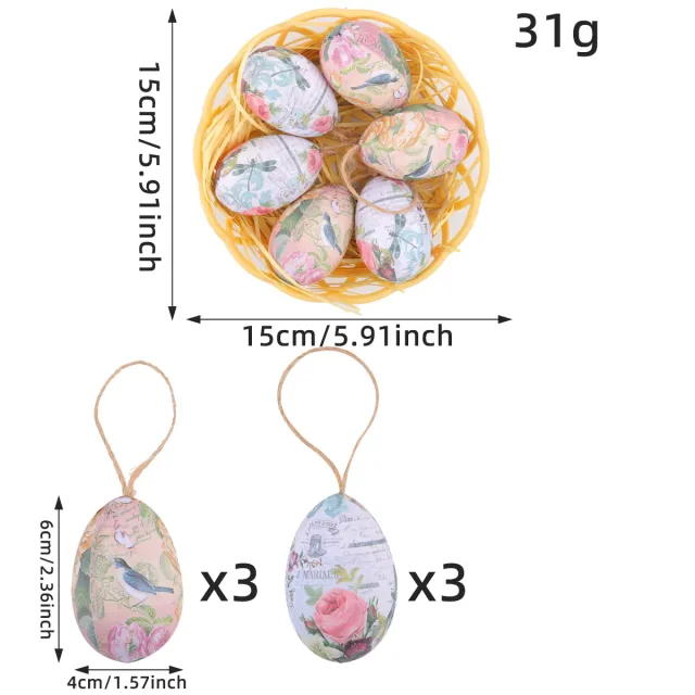 Easter Egg Ornaments Diy Knitted Basket Painted Hh329 Bird Dragonfly Type B - Shop at LoveMi
