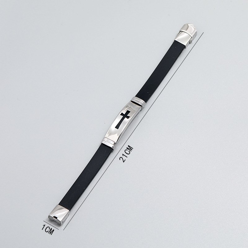 Men's Fashion Casual Stainless Steel Cross Shelf Bracelet
