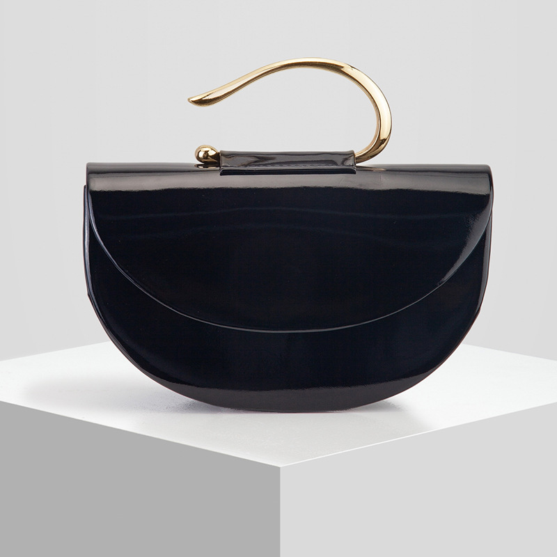 New Glossy Semi-circular Evening Handbag