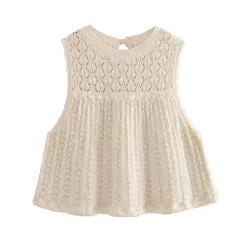 Women's Fashionable Jacquard Mesh Knitted Top Mini Skirt - Top - View 1