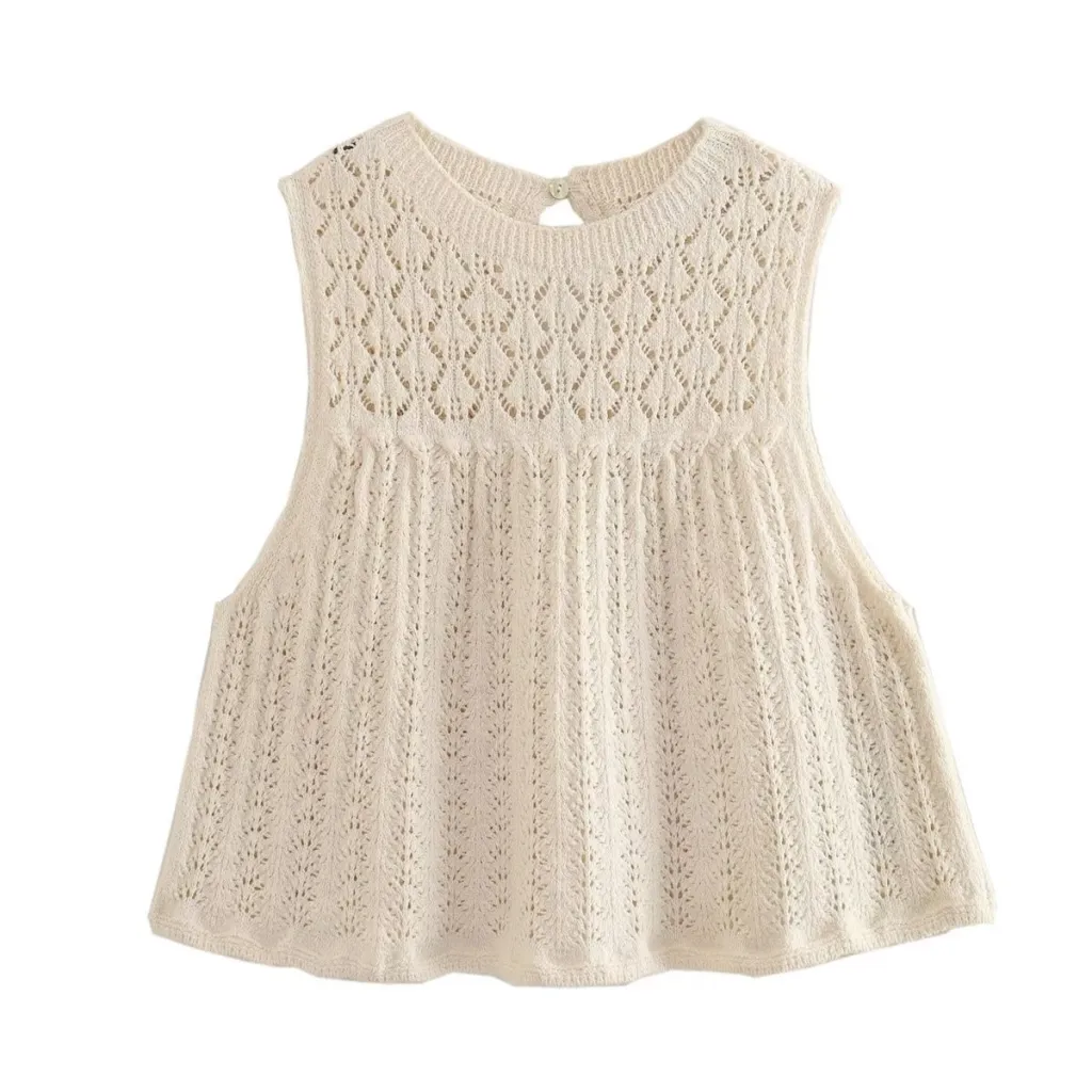 Women's Fashionable Jacquard Mesh Knitted Top Mini Skirt - Top