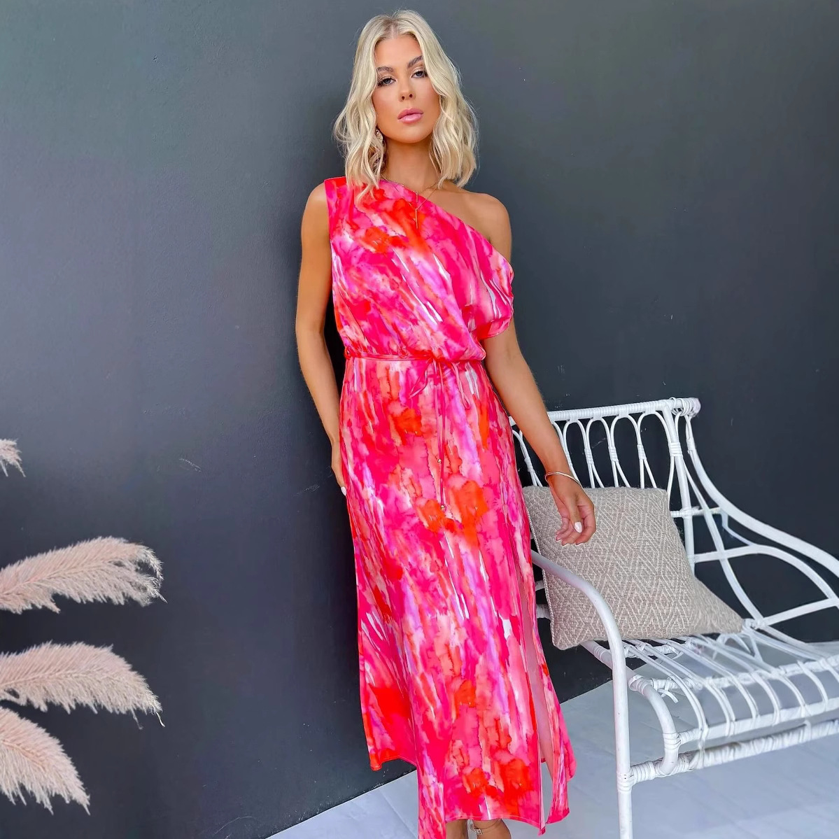 New Arrival Split-hem Sleeveless Printed Dress