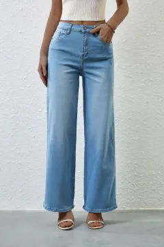 Women's Fashion Casual Stretch Straight High Waist Jeans - Light Blue - View 1