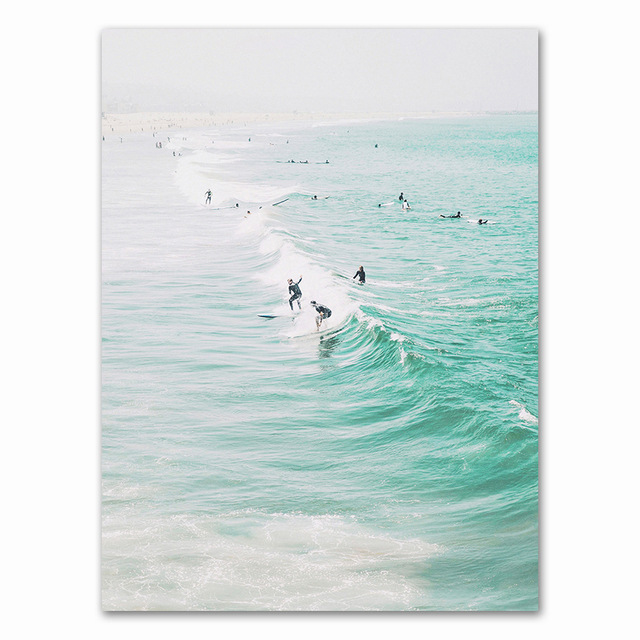 Surf Art Canvas Beach Surfboard Decorative Print Core
