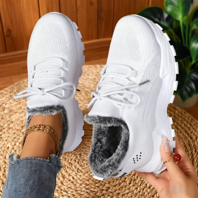 Increased Shallow Mouth Lace up Lightweight Sneakers White - Shop at LoveMi