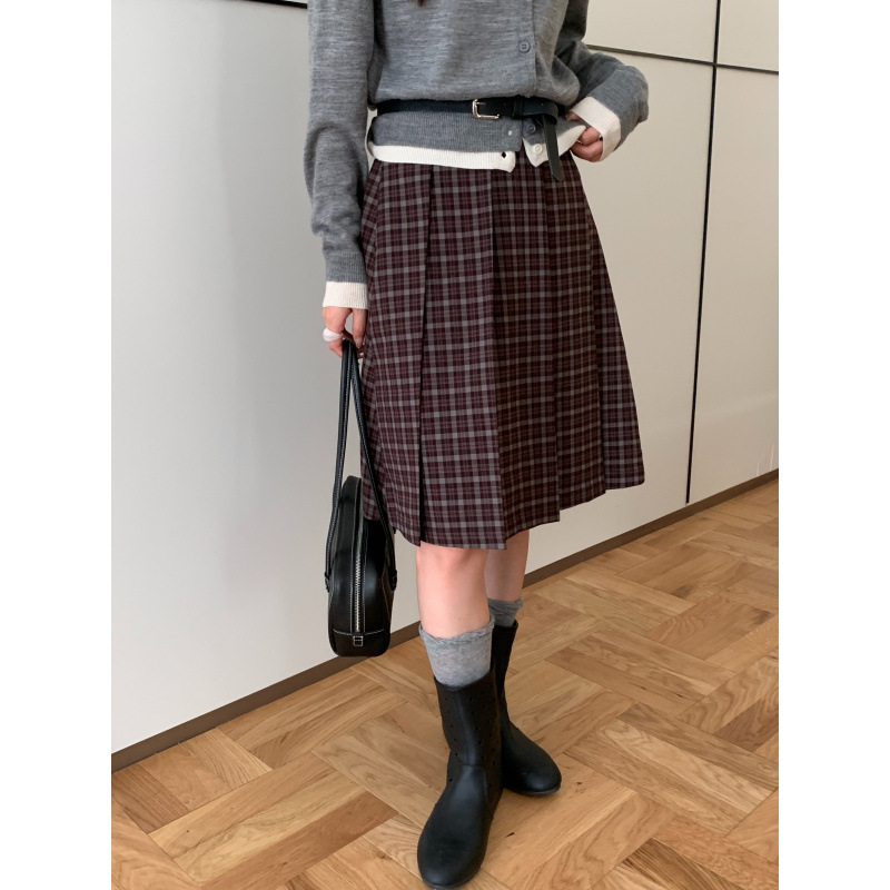 Candy Plaid Pleated Mid-skirt For Women 4