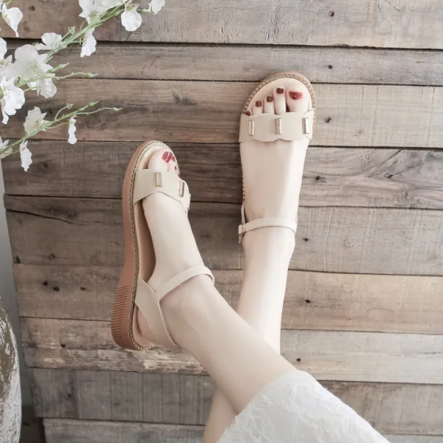 With Chunky Heel Fairy Style All match Sandals Beige - Shop at LoveMi