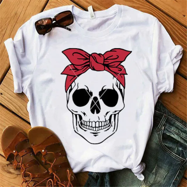 Women's Floral Skull Trendy Base Shirt 14848 - Shop at LoveMi