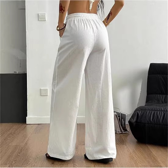 Laid-back Style High-Waist Casual All-Match Flowy Drawstring Wide-Leg Pants For... 3