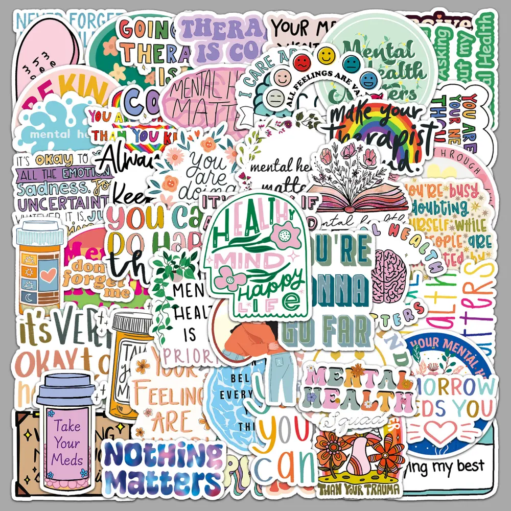 50 Mental Health Graffiti Personalized English Slogan Creative Decoration