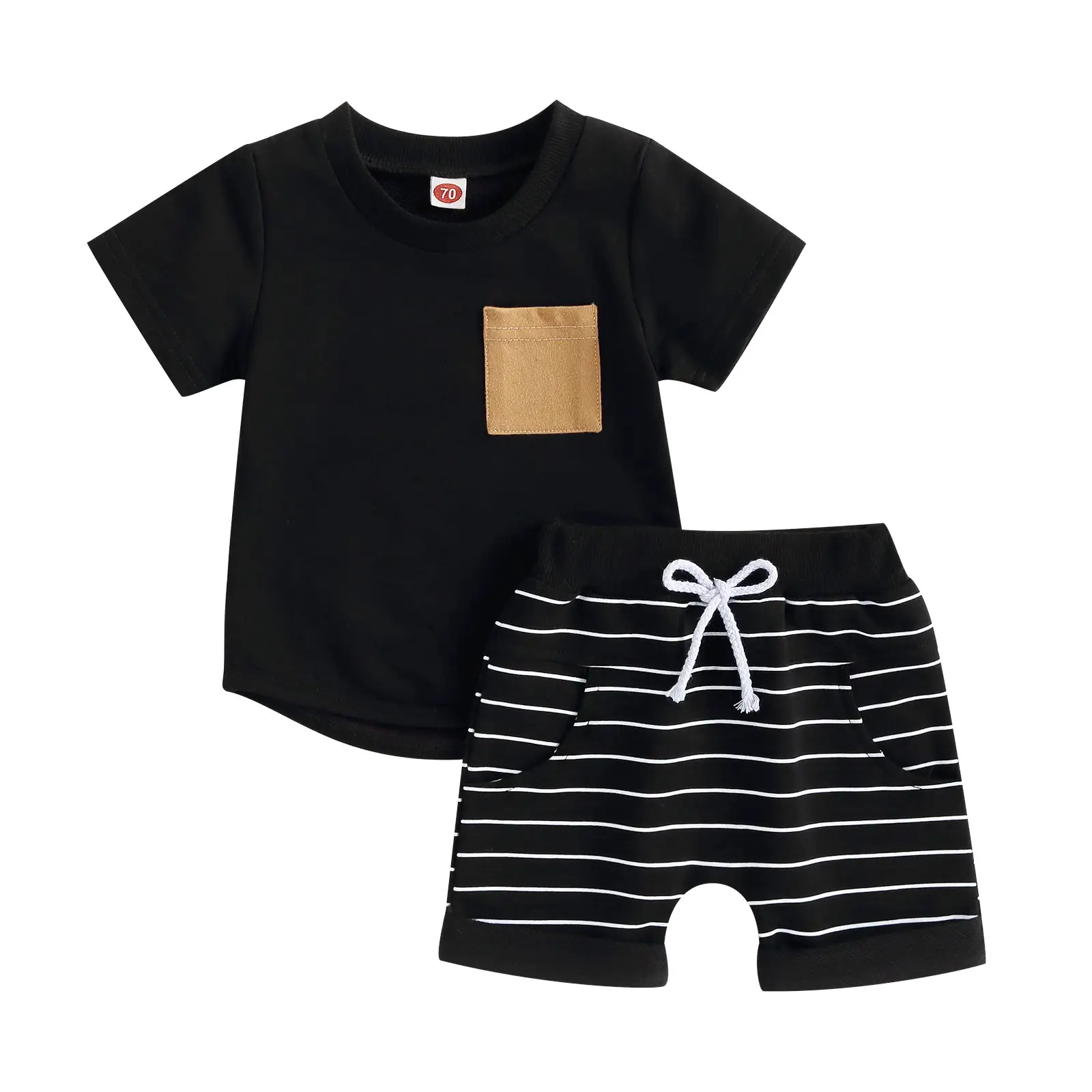 Boys' T-shirt Striped Shorts Suit