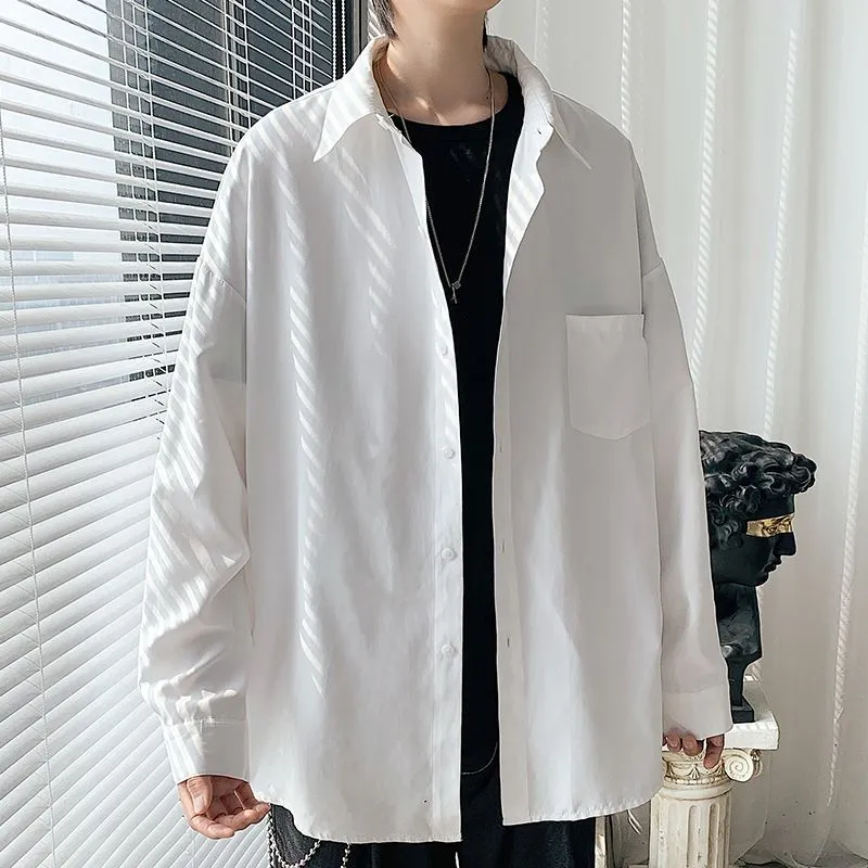 Men's Long-sleeve Shirt Korean-style Trendy For Autumn - White