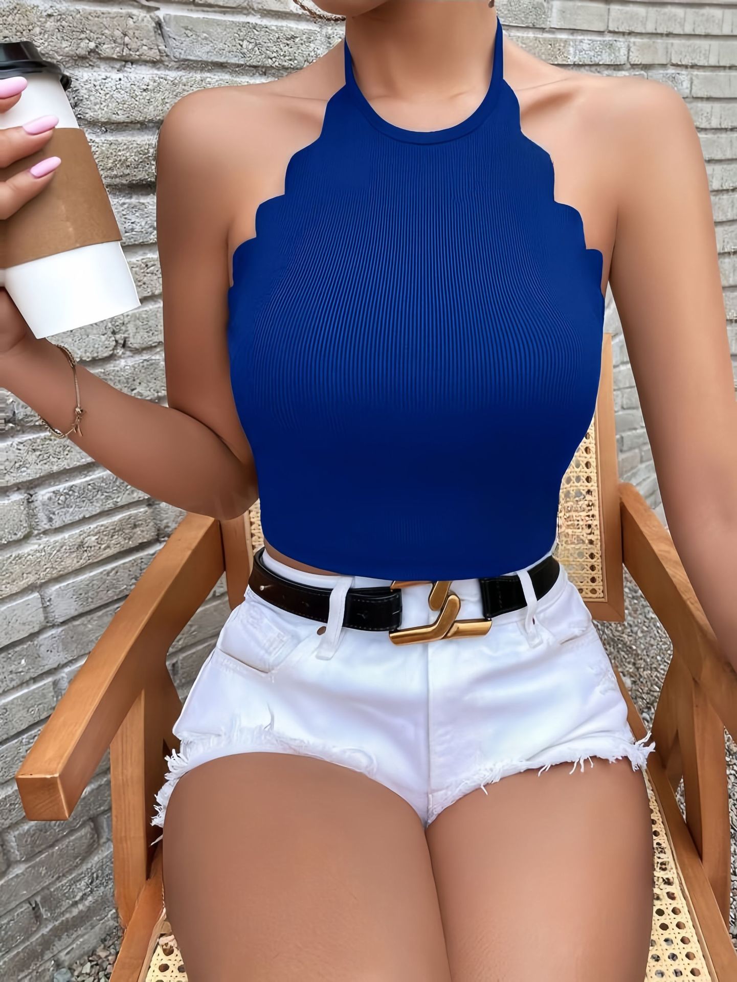 Solid Color Halter Sling European And American Women's Clothing Thin Belt - Image 10