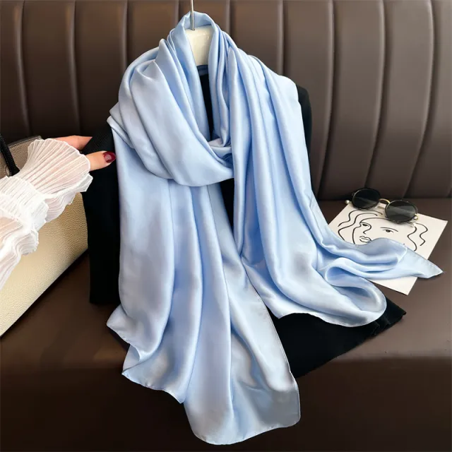Pure Color Simple Long Scarves All match Scarf Women's Beach Towel Sky Blue - Shop at LoveMi
