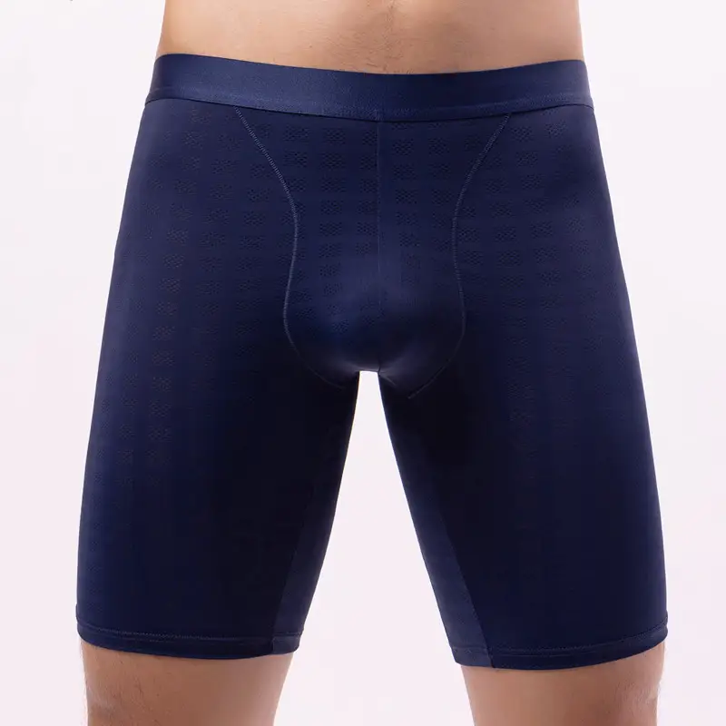 Summer Anti-wear Leg Ice Silk Men's Breathable Running Plus Size Lengthened Thin Mesh Boxer Shorts