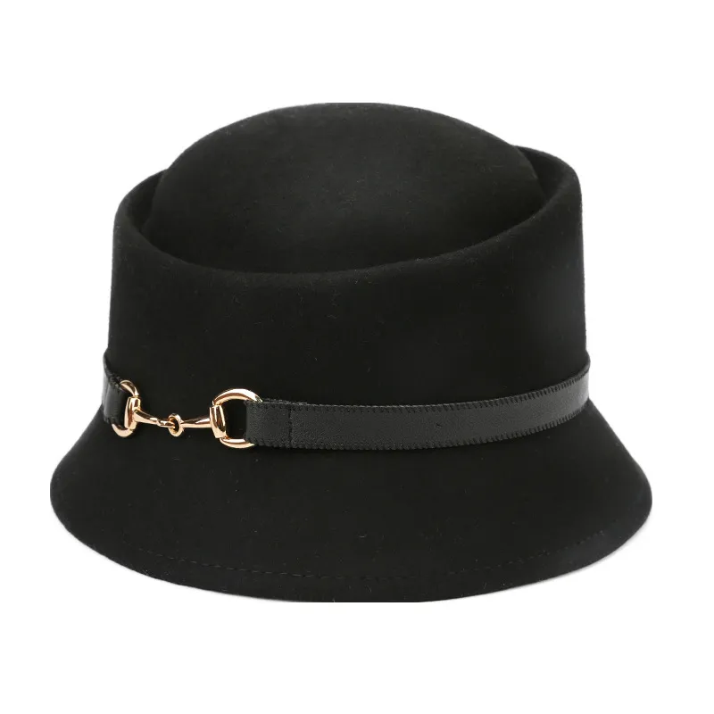 Men's And Women's Fashion Belt Metal Buckle Hat - Black