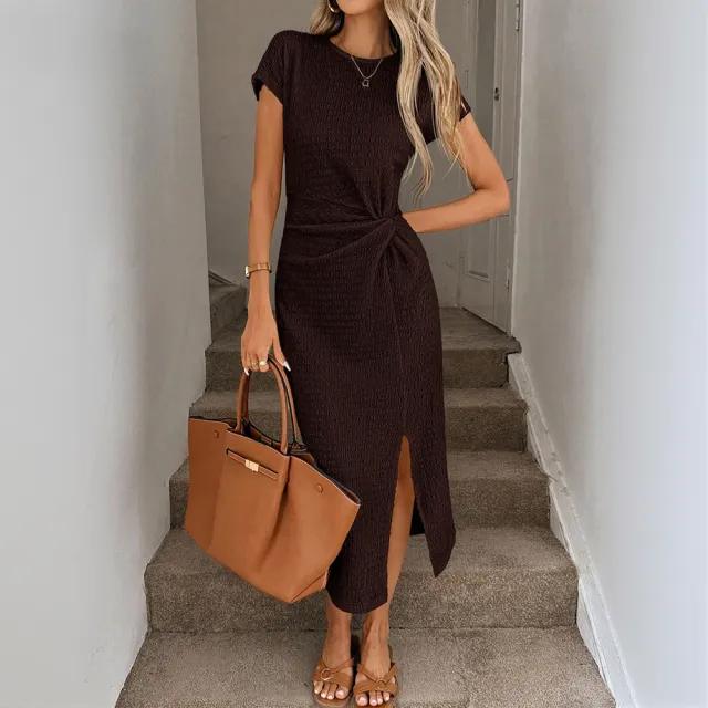 Slit Midi Dress For Womensophisticated And Elegant Brown - Shop at LoveMi