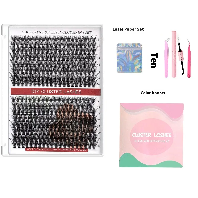 DIY Lashes Eyelash Extension Suit Europe And America Cross Border Eyelashes False Eyelashes - Color Box Jinyu Tweezers