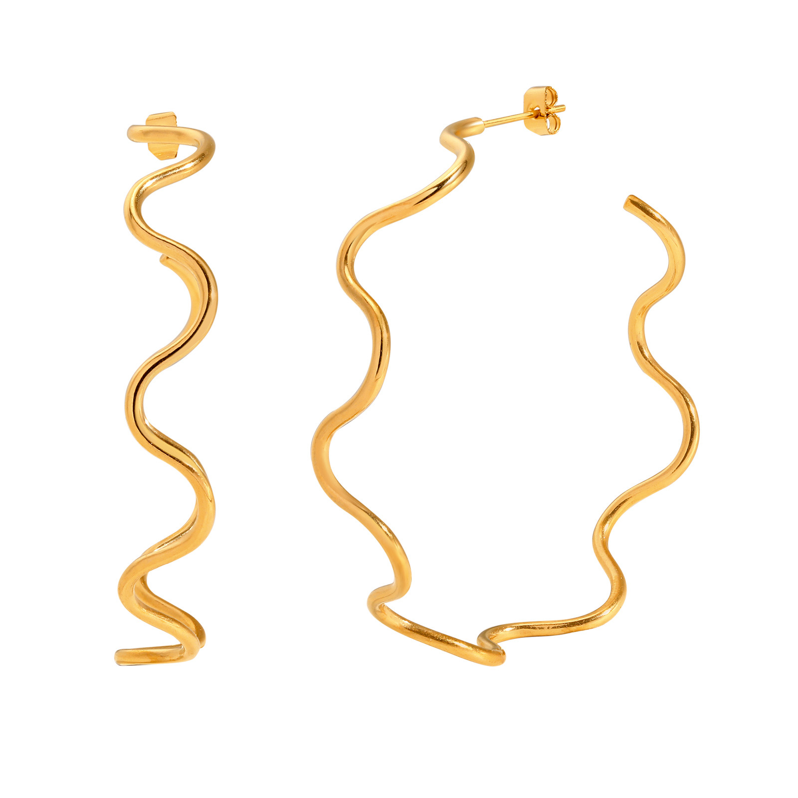 18K Gold Plated Large Earrings Ladies