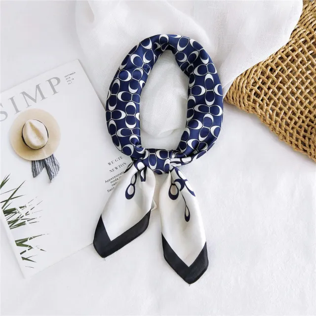 All match Scarf Korean Ornament Fashionable Fashionable Scarf 23 Waterfront Moon Navy Blue - Shop at LoveMi