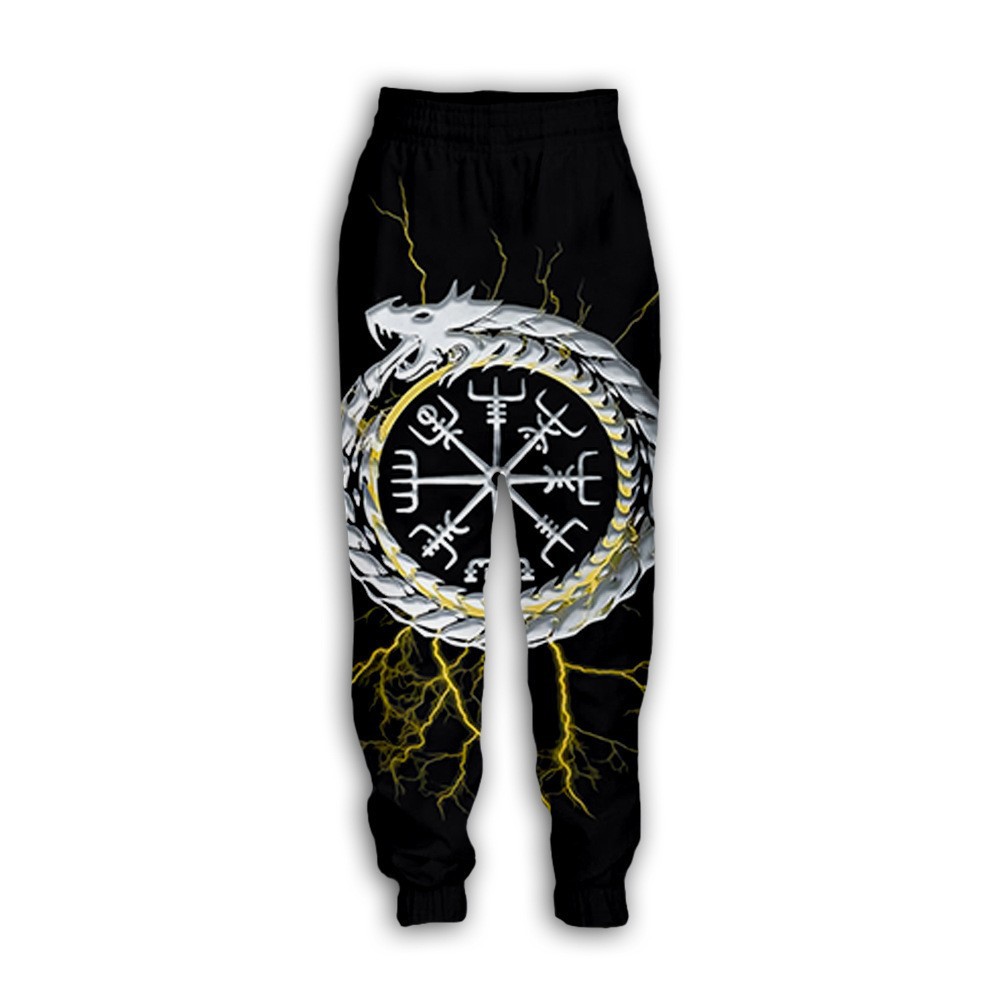 Digital Tattoo Eagle Print Sports Casual Lace Trousers