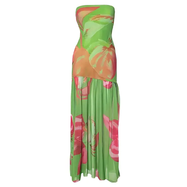 Sexy Tube Top Backless Mesh Dress Green - Shop at LoveMi
