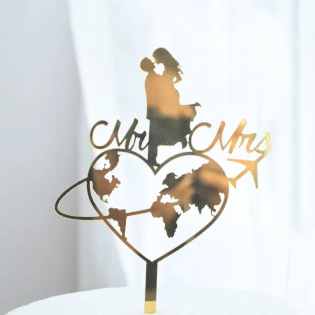 Love Wedding Proposal Acrylic Cake Insertion Travel Around The World Mrmrs - Shop at LoveMi
