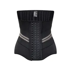 Sports Fitness Waist Shaping Three Breasted Breathable Latex Closing Belt - Black - View 1