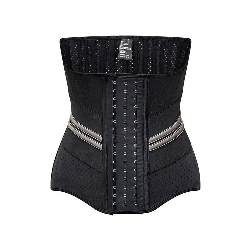 Sports Fitness Waist Shaping Three Breasted Breathable Latex Closing Belt - Black