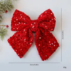 Sequin Bow Christmas Decorations Show Window Hangings Pendant - Red Paillette - View 1