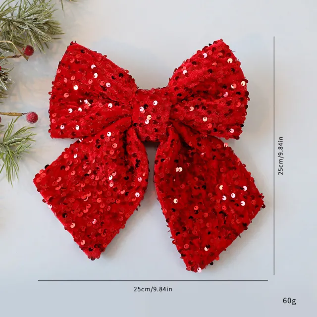 Sequin Bow Christmas Decorations Show Window Hangings Pendant Red Paillette - Shop at LoveMi