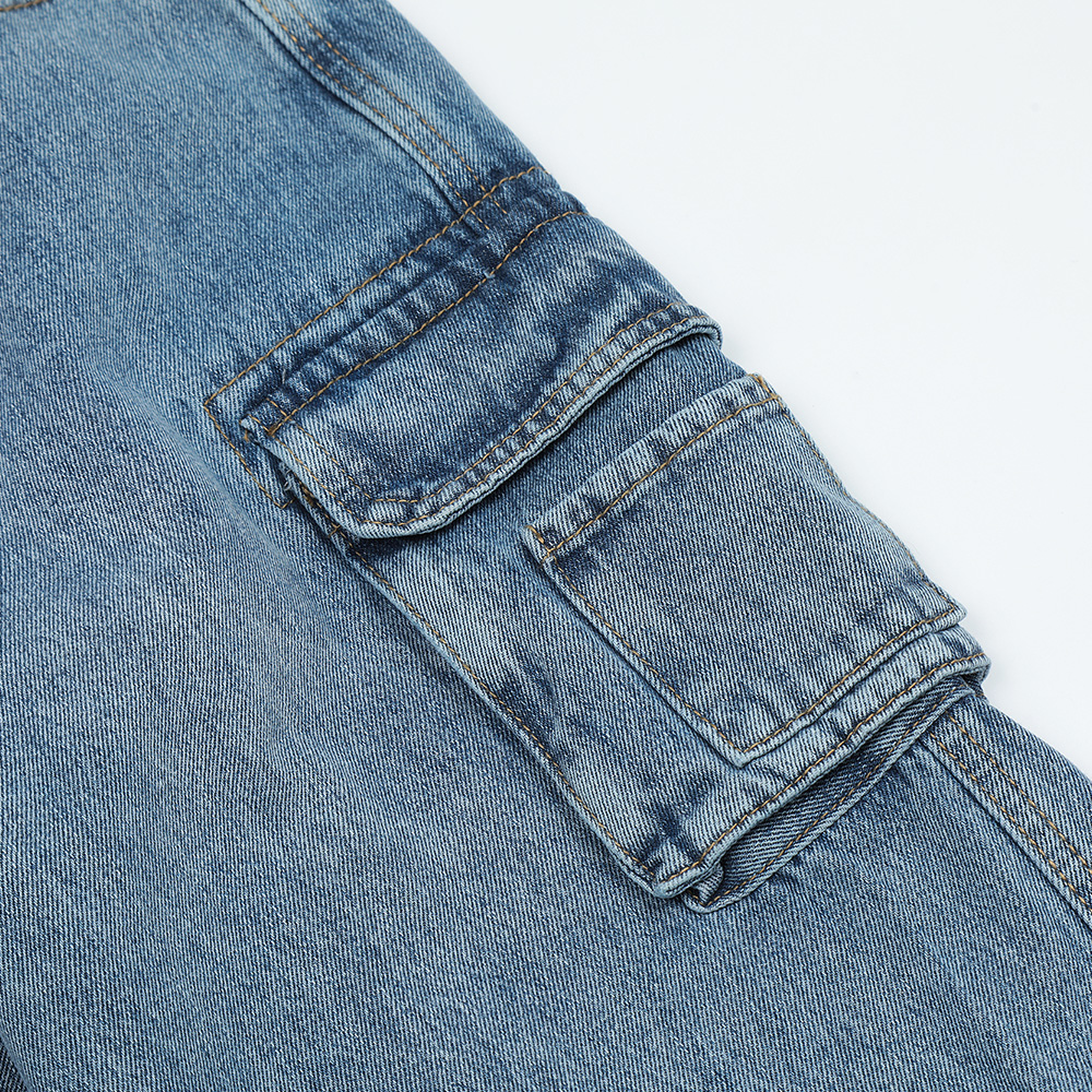 American Retro Multi-pocket Distressed Straight Cargo Pants Men - Image 6