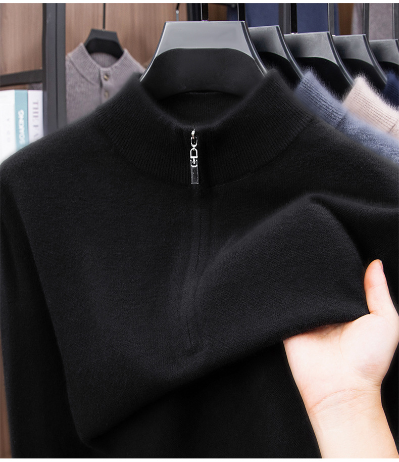 Men's Wool Half-Zip Stand-Collar Jumper image 15