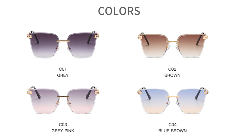 Frameless Trimming Sunglasses Metal Hollow Gradient Color Sunglasses - Image 4