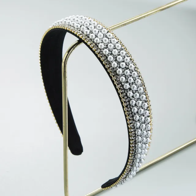 Women's Simple Hair Accessories Color Full Diamond Non slip Headband Pearl - Shop at LoveMi