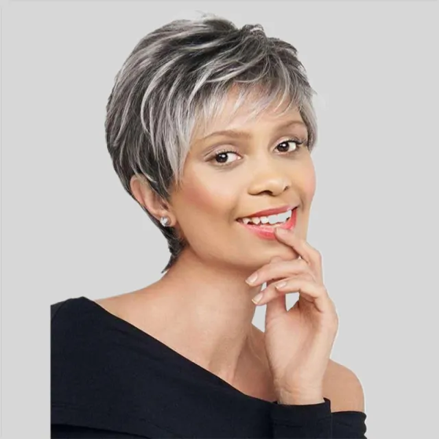Fashionable Gradient Gray White Women's Short Curly Wig With Side Part Made From High Temperature Synthetic Hair Ly032 Gray And White Gradient - Shop at LoveMi