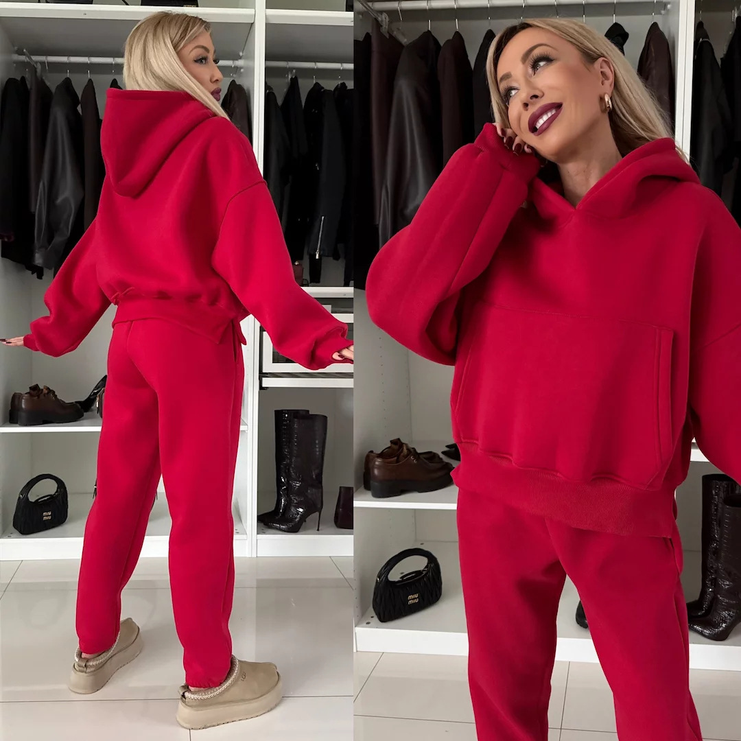 Women's Long-sleeved Hooded Sweater Ankle-tied Trousers Two-piece Set