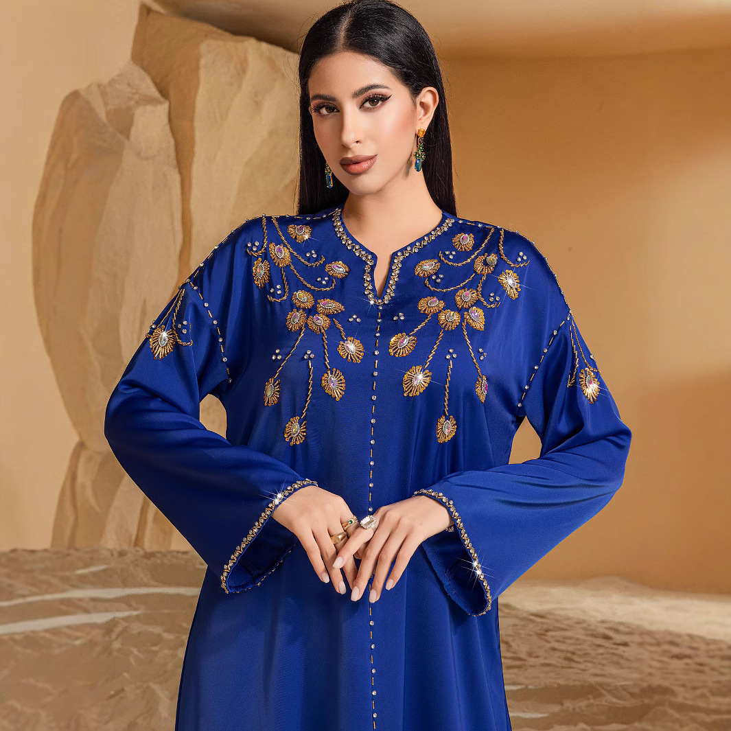 Dream Blue Hand-Stitched Diamond Evening Dress