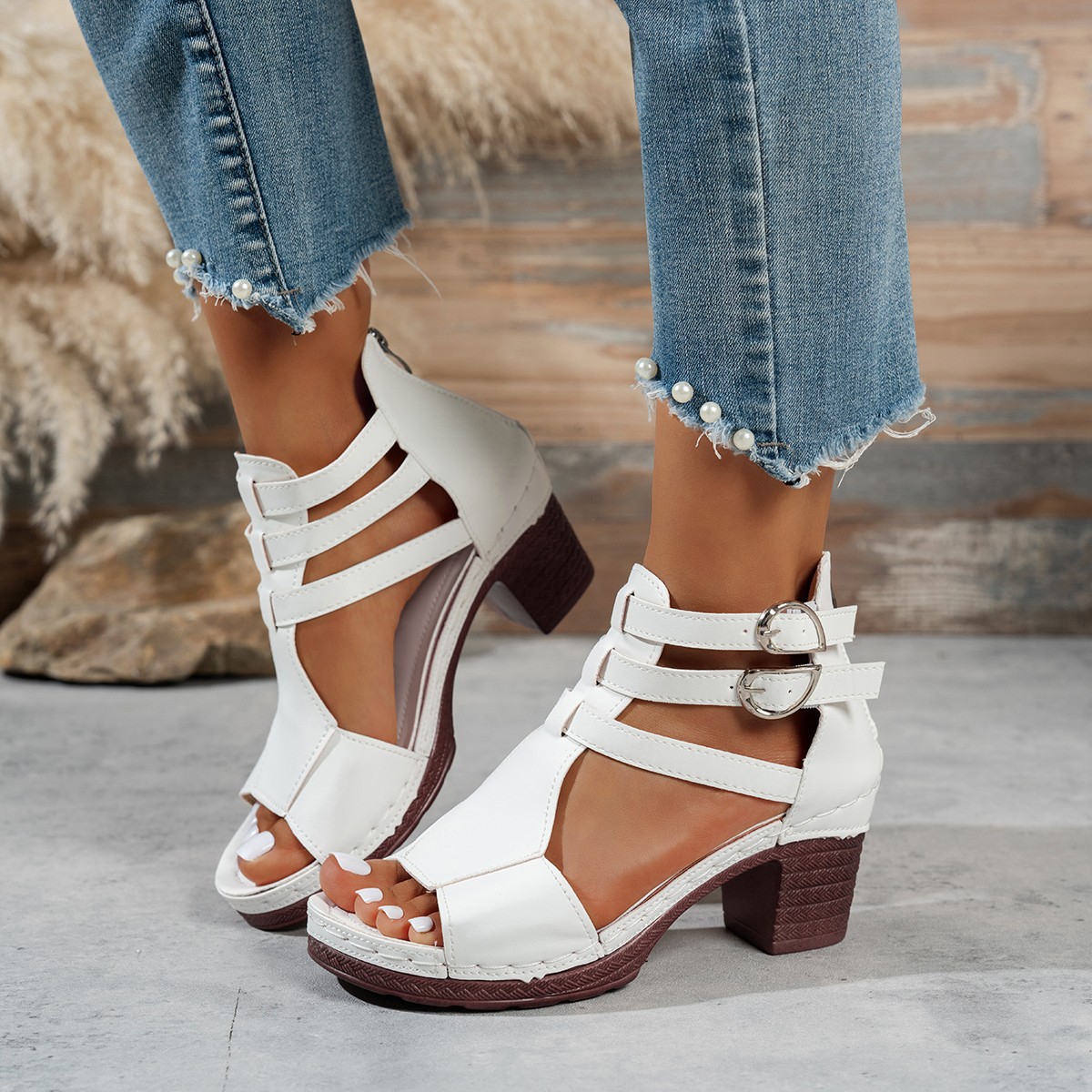 Womens Stylish Casual Peep-toe Wedge High-heeled Sandals