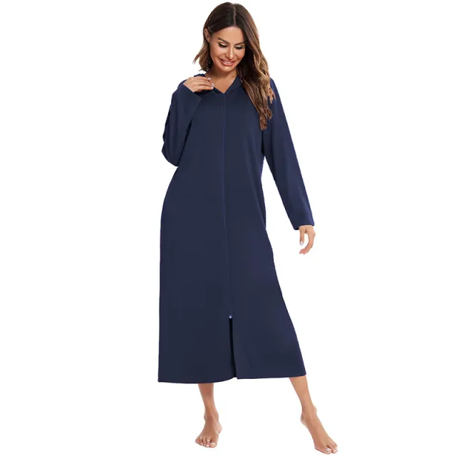 New Autumn And Winter Pajamas Women's Home Nightdress Blue - Shop at LoveMi