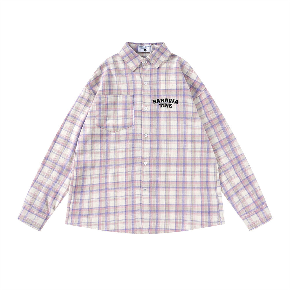 American Plaid Long-sleeved Shirt Men's Spring And Autumn Street