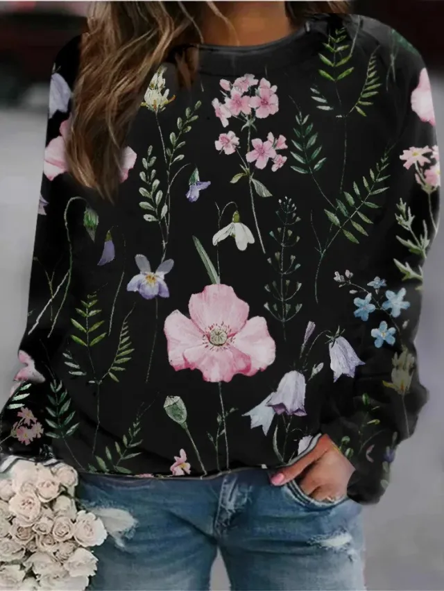 3D Round Neck Sweater Women's Fresh Flower Figure Ffy23050601 8 Xl - Shop at LoveMi