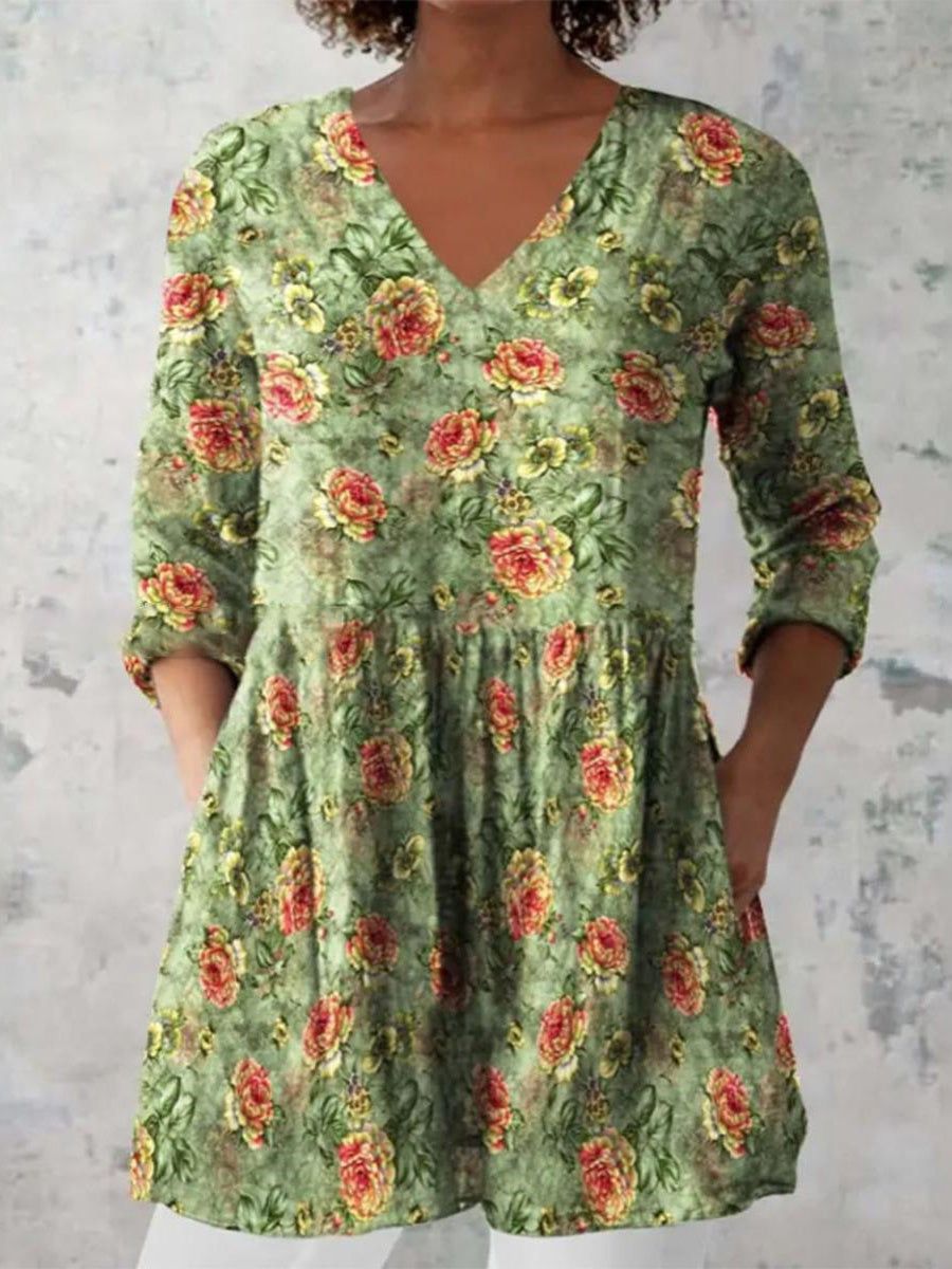 New Printed Women's Wave Loose Dress