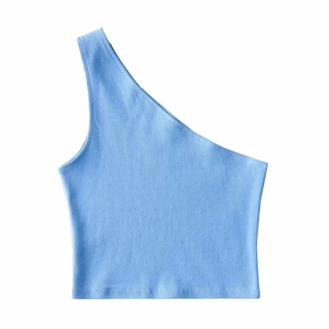 Women's Fashion Short Shoulder Vest Blue - Shop at LoveMi