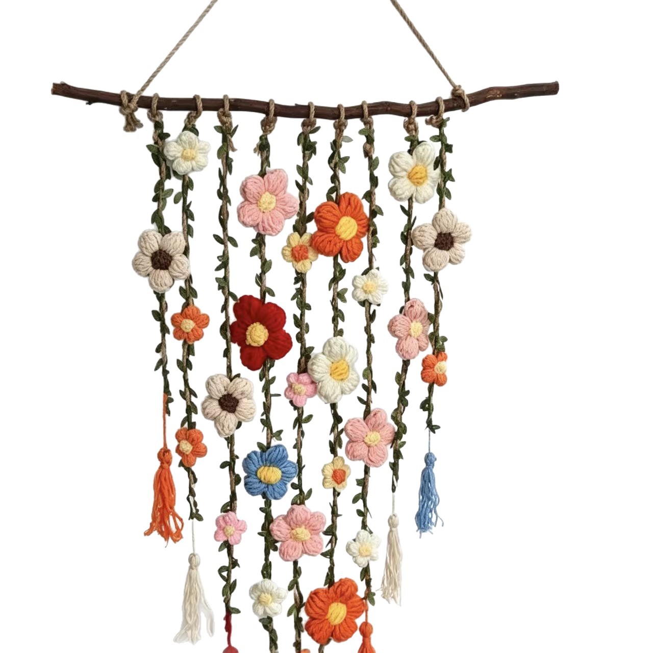 Handwoven Flower Tassel Wall Hanging, picture 2 of 4