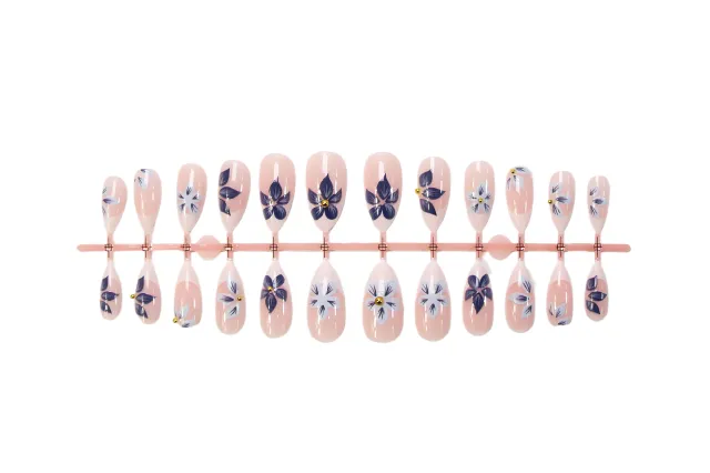 French Non drip Retro Blue Floral Sweet Nail Art A491 - Shop at LoveMi