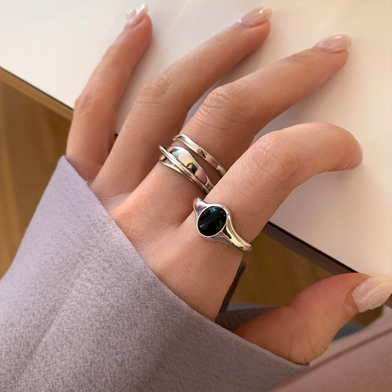 Oval Black Zircon Ring, picture 3 of 5